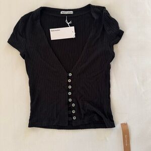 NWT Reformation Black Button-Up Crop Top